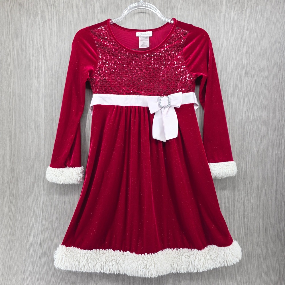 Bonnie Jean Dress Girls Size 12 Red Velvet Christmas Holiday Party